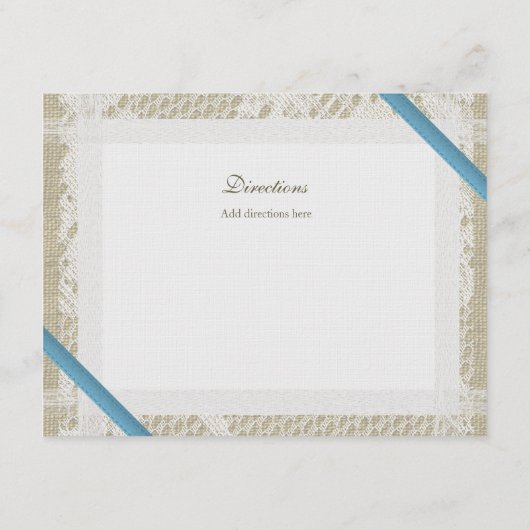 Blue Ocean Lace en Burlap Routebeschrijving Informatiekaartje (Achterkant)