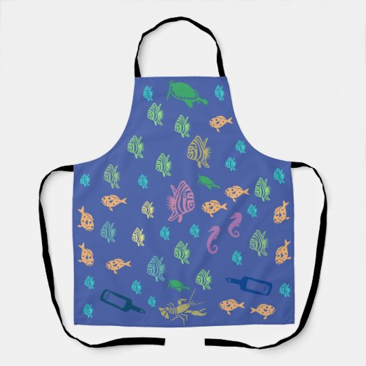 Blue Ocean Marine Life Theme Apron Schort (Voorkant)