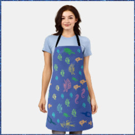Blue Ocean Marine Life Theme Apron Schort