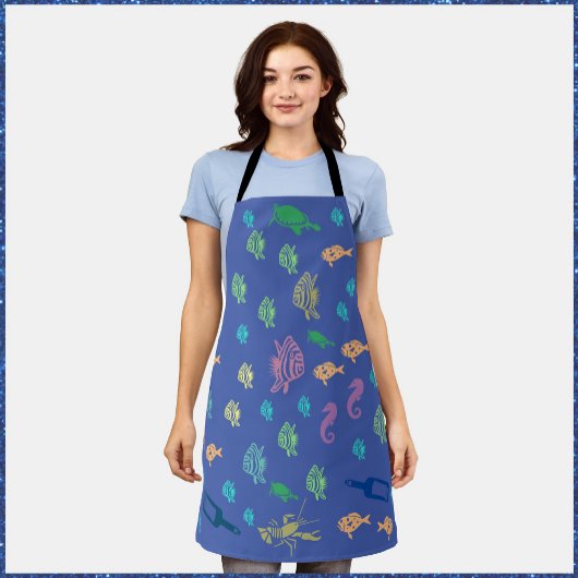 Blue Ocean Marine Life Theme Apron Schort