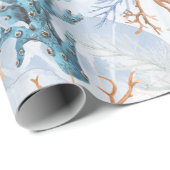 Blue Ocean Marine Zee Koraal Cadeaupapier (Rol Hoek)
