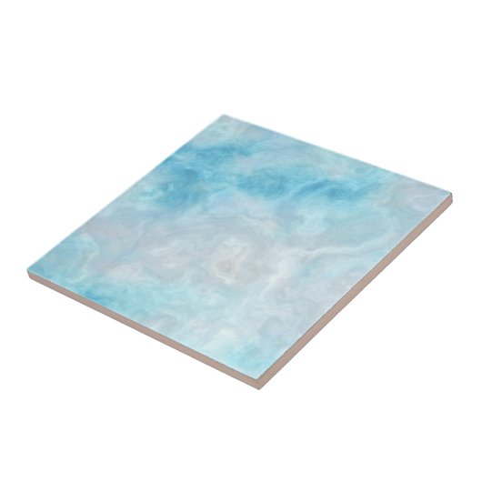 Blue Ocean Monogram Abstracte kunst Tegeltje (Zijkant)