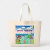 Blue Ocean Octopus Diep Zee Dromen Grote Tote Bag (Voorkant)
