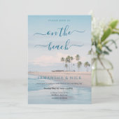 Blue Ocean Palm Tree Beach Wedding Kaart (Staand voorkant)