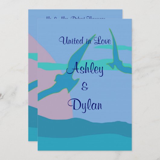 Blue Ocean Paradise thema bruiloft Kaart (Voorkant / Achterkant)