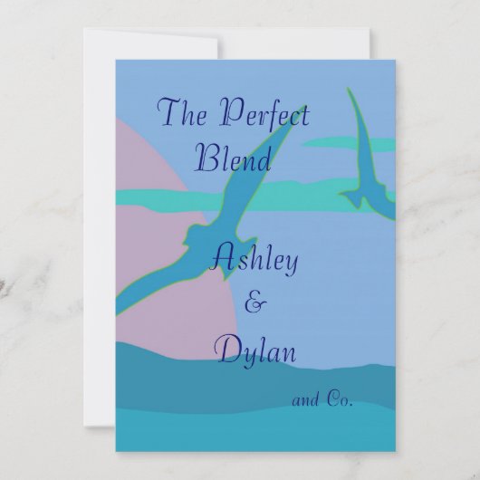 Blue Ocean Paradise Theme Blended Family Wedding Kaart (Voorkant)