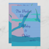 Blue Ocean Paradise Theme Blended Family Wedding Kaart (Voorkant / Achterkant)