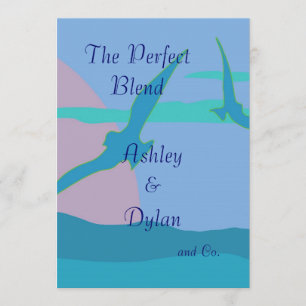 Blue Ocean Paradise Theme Blended Family Wedding Kaart