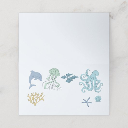 Blue Ocean Party voedsellabel Plaatskaartje (Buitenkant ongevouwen)