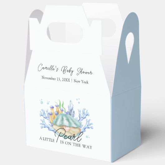 Blue Ocean Pearl onder het Zeeen Baby shower Bedankdoosjes (Open)