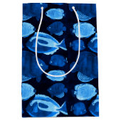 Blue Ocean Reef Fish Waterverf Design Medium Cadeauzakje (Voorkant)