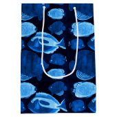 Blue Ocean Reef Fish Waterverf Design Medium Cadeauzakje (Achterkant)