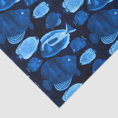 Blue Ocean Reef Waterverf Vispatroon Tissuepapier (Detail)