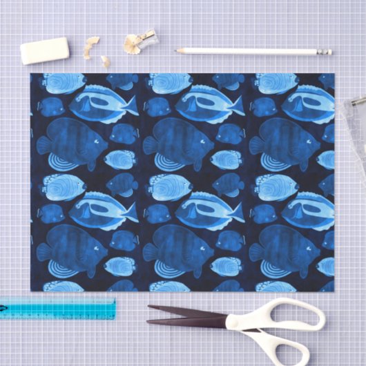 Blue Ocean Reef Waterverf Vispatroon Tissuepapier (Craft)