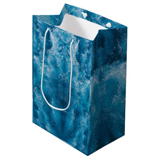 Blue Ocean Rippling Waves Gift Bag Medium Cadeauzakje (Voorkant Gekanteld)