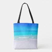 Blue Ocean Sand Beach Scene Zakelijk Tote Bag (Achterkant)