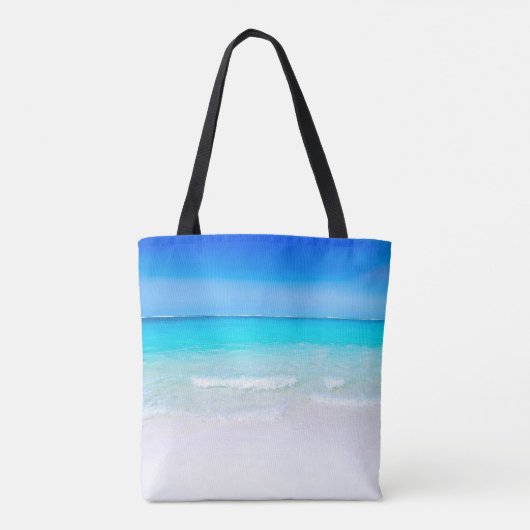 Blue Ocean Sand Beach Scene Zakelijk Tote Bag (Achterkant)