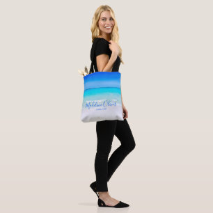 Blue Ocean Sand Beach Scene Zakelijk Tote Bag