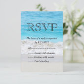 Blue Ocean Sand Wave Bruiloft RSVP (Staand voorkant)