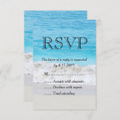 Blue Ocean Sand Wave Bruiloft RSVP (Voorkant / Achterkant)