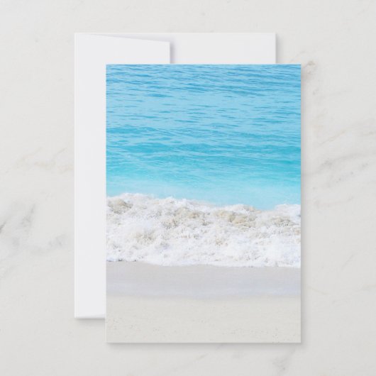 Blue Ocean Sand Wave Bruiloft RSVP Kaartje (Achterkant)