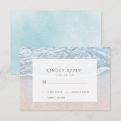 Blue Ocean & Sandy Beach Bruiloft RSVP Kaartje (Voorkant / Achterkant)