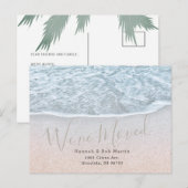 Blue Ocean & Sandy Beach Shoreline verhuizen Aankondigingskaart (Voorkant / Achterkant)