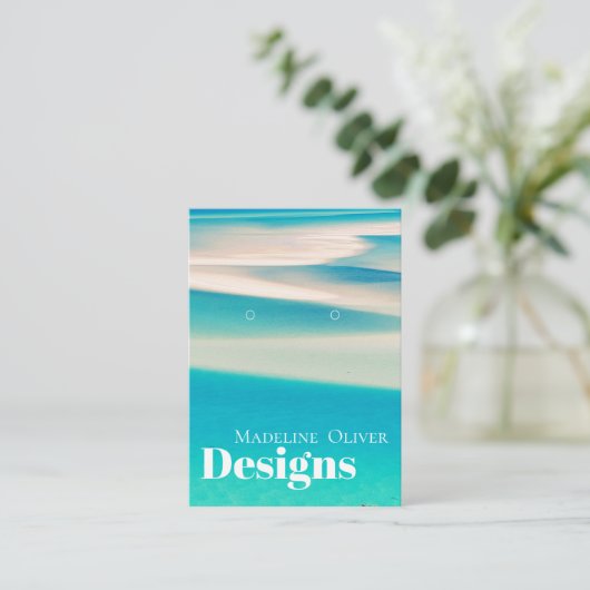 Blue Ocean Scene Modern Oorbel Display Visitekaartje (Staand voorkant)