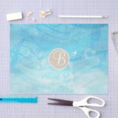Blue Ocean Sea Shells Beach Monogram Initiaal Tissuepapier (Craft)
