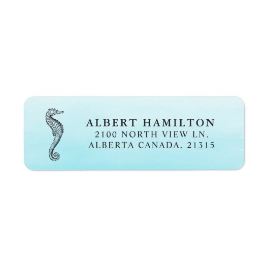 Blue Ocean Seahorse | Gepersonaliseerd retouradres Etiket (Voorkant)
