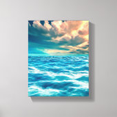 Blue Ocean Seascape Cloudy Sky Digital Painting Canvas Afdruk (Voorkant)