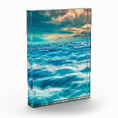 Blue Ocean Seascape Cloudy Sky Digital Painting Fotoblokken (Links)