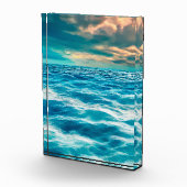 Blue Ocean Seascape Cloudy Sky Digital Painting Fotoblokken (Rechts)