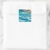 Blue Ocean Seascape Cloudy Sky Digital Painting Vierkante Sticker (Tas)