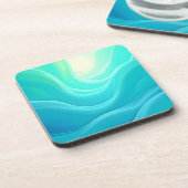 Blue Ocean Serenity Abstracte golven ontwerp Bier Onderzetter (Linkerzijde)