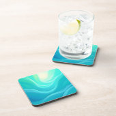 Blue Ocean Serenity Abstracte golven ontwerp Bier Onderzetter (Rechterzijde)