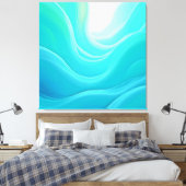 Blue Ocean Serenity Abstracte golven ontwerp Canvas Afdruk (Insitu (Slaapkamer))