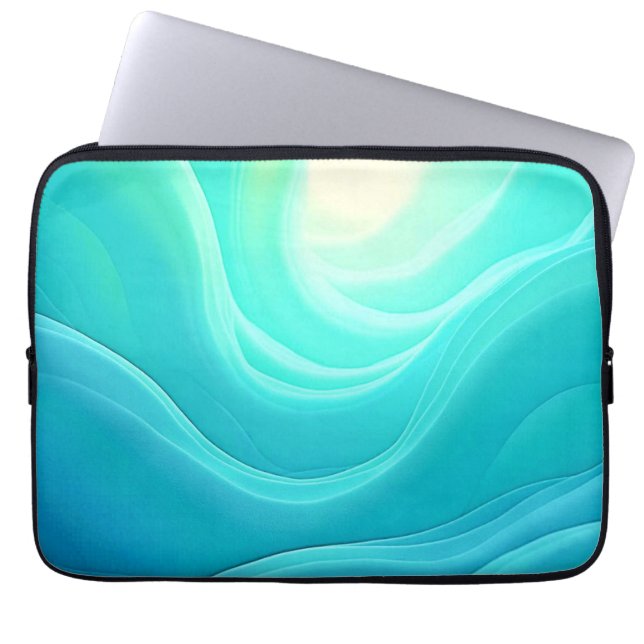 Blue Ocean Serenity Abstracte golven ontwerp Laptop Sleeve (Voorkant)