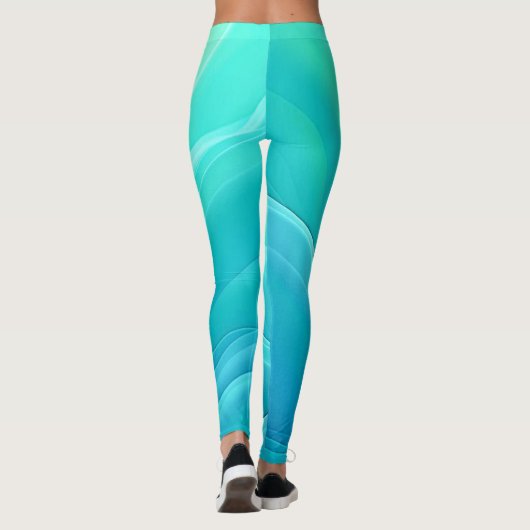 Blue Ocean Serenity Abstracte golven ontwerp Leggings (Achterkant)