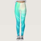Blue Ocean Serenity Abstracte golven ontwerp Leggings (Voorkant)