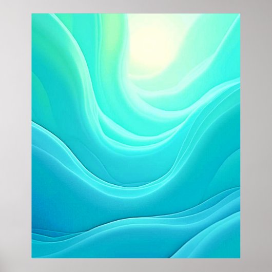Blue Ocean Serenity Abstracte golven ontwerp Poster (Voorkant)