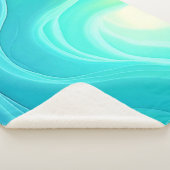 Blue Ocean Serenity Abstracte golven ontwerp Sherpa Deken (3/4)