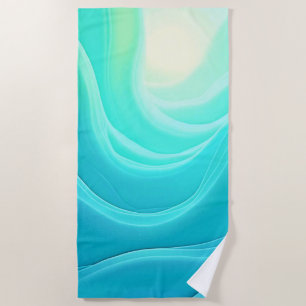 Blue Ocean Serenity Abstracte golven ontwerp Strandlaken