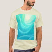 Blue Ocean Serenity Abstracte golven ontwerp T-shirt (Voorkant)