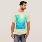 Blue Ocean Serenity Abstracte golven ontwerp T-shirt (Voorkant volledig)