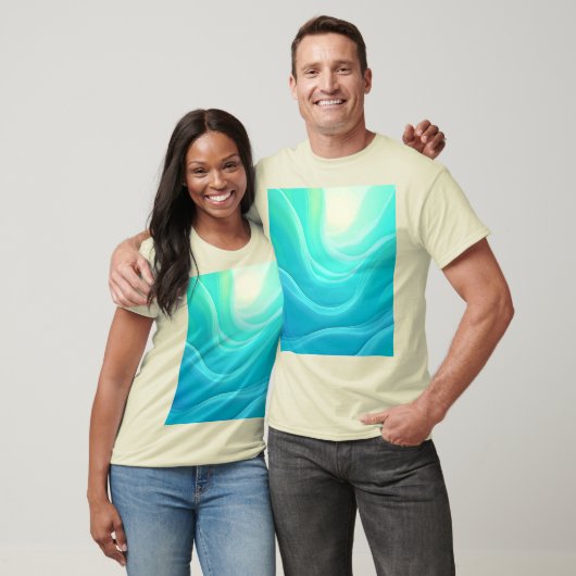 Blue Ocean Serenity Abstracte golven ontwerp T-shirt (Unisex)