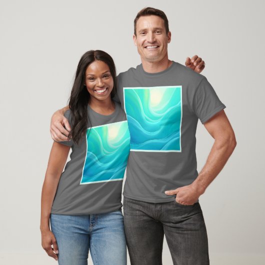 Blue Ocean Serenity Abstracte golven ontwerp T-shirt (Unisex)