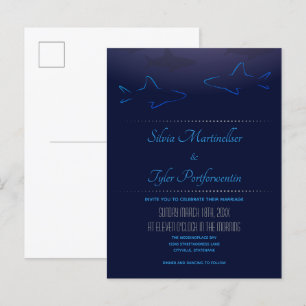 Blue Ocean Shark Wedding Uitnodiging Briefkaart