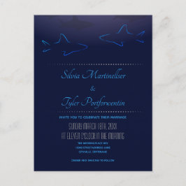 Blue Ocean Shark Wedding Uitnodiging Briefkaart