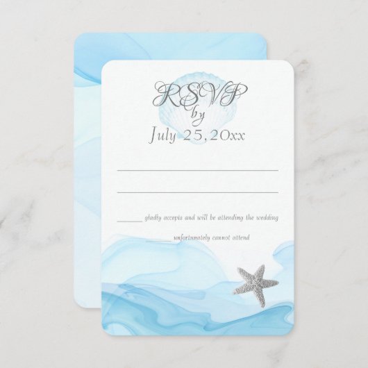 Blue Ocean Starfish Tropical Beach Wedding Kaart (Voorkant / Achterkant)